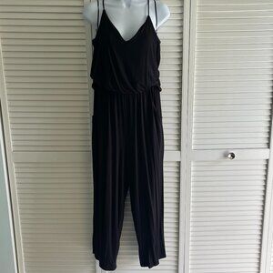 Soma Black Jumpsuit w/ Shelf Bra, Spaghetti Straps and Front Pockets., Size M